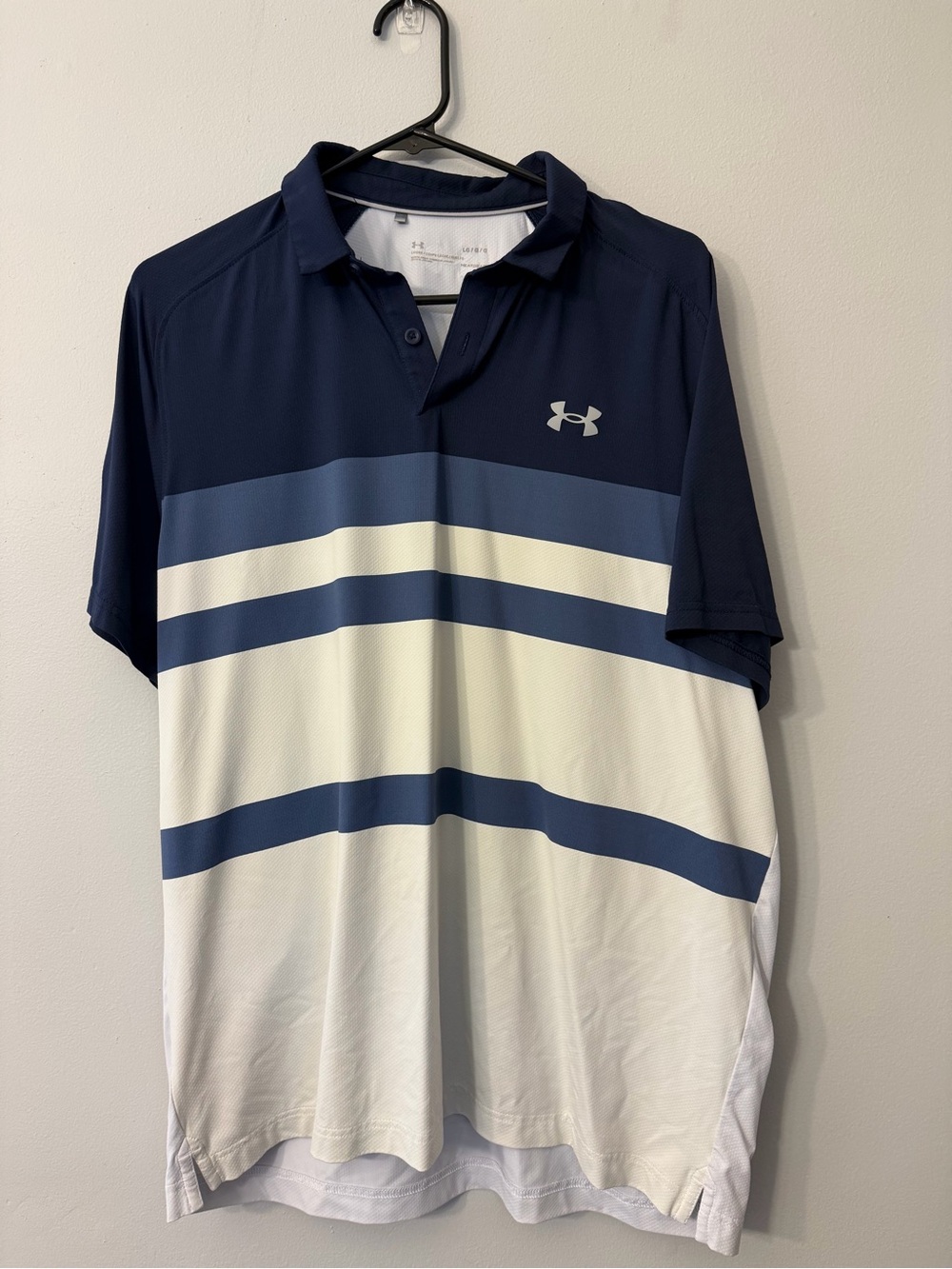 Under Armour Men’s Navy, Light Blue & White Striped Polo
